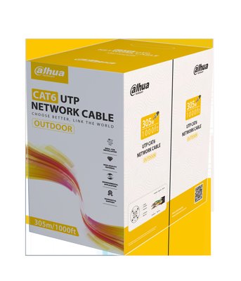 Dahua 305m Outdoor U/UTP CAT6 Network Cable (Black, PE sheath)