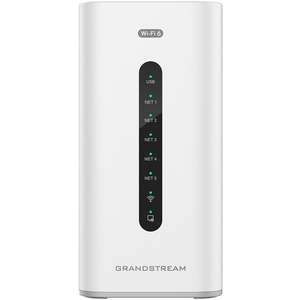 All-in-one convergence device: VPN Router, NGFW, Wi-Fi 6 AP and IP PBX. 5x GbE WAN/LAN, 3Gbps NAT routing, 160K NAT sessions, VPN 1Gbps, IDS/IPS 900Mbps, PBX up to 200 SIP users or 24 concurrent calls (default 12/4), cloud provisioning, local AP controller, 12V/1.5A PSU