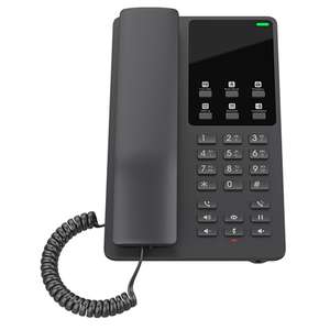 Hotel Table IP Phone, 2 SIP accounts, 2 lines, 1x Ethernet 10/100 PoE, no LCD, no PSU, Black